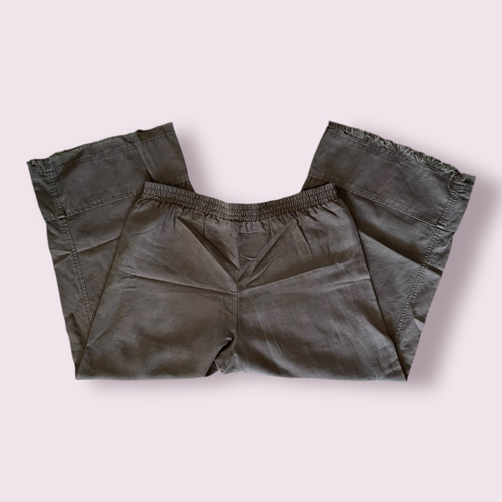 Pharaoh Collection Army Green Wide Leg Crop Pants - Picture 4 of 6